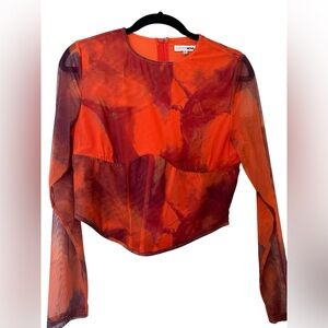 Fashion Nova Vibrant Orange and Red Blouse